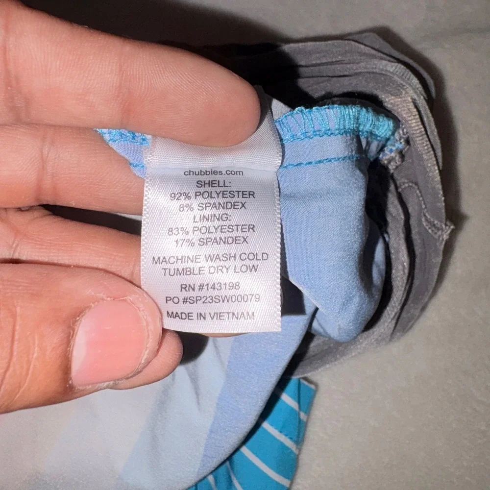 CHUBBIES Swim Trunks Men XXL Blue The Newports Striped 7